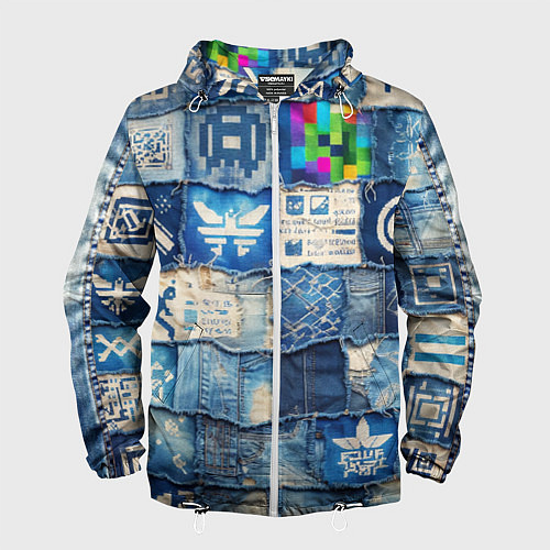 Мужская ветровка Пэчворк с игровыми значками / 3D-Белый – фото 1