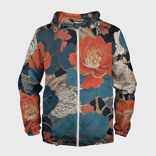 Мужская ветровка Цветы в стиле иредзуми / 3D-Белый – фото 1