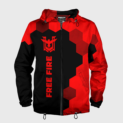 Мужская ветровка Free Fire - red gradient по-вертикали / 3D-Черный – фото 1