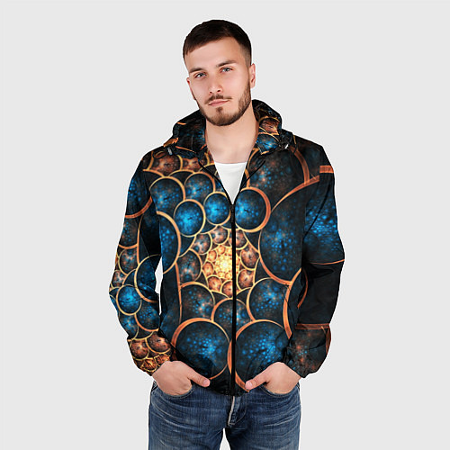 Мужская ветровка Оптическая абстракция круги / 3D-Черный – фото 3
