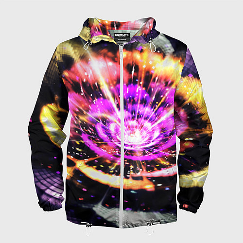 Мужская ветровка Оптический узор цветок / 3D-Белый – фото 1