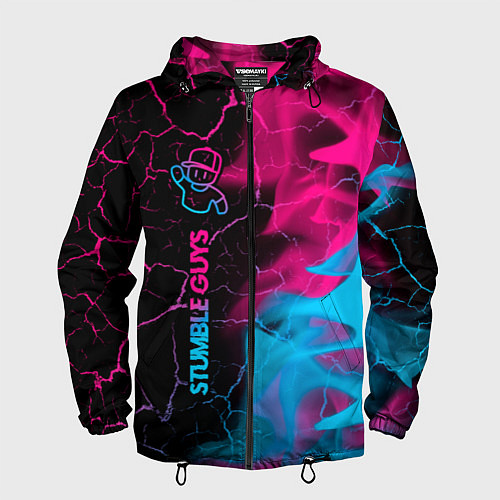 Мужская ветровка Stumble Guys - neon gradient по-вертикали / 3D-Черный – фото 1