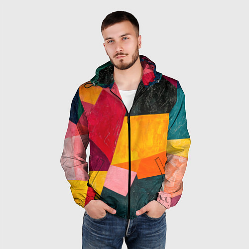 Мужская ветровка Геометрия мозайка / 3D-Черный – фото 3