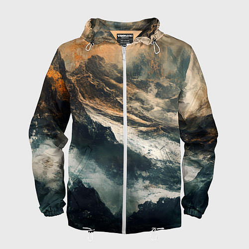 Мужская ветровка Иллюстрация хаоса в грубом стиле / 3D-Белый – фото 1