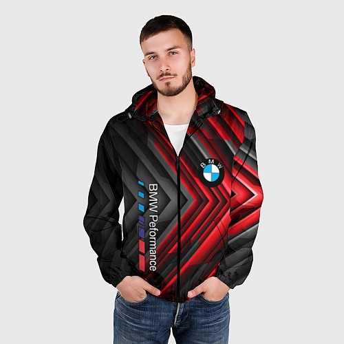 Мужская ветровка BMW geometry stripes red / 3D-Черный – фото 3