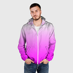 Ветровка с капюшоном мужская Gradient color pink, цвет: 3D-белый — фото 2