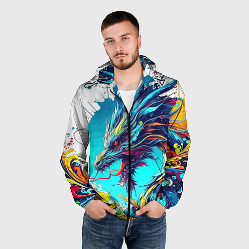 Мужская ветровка Japanese dragon - tattoo irezumi / 3D-Черный – фото 3