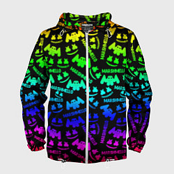 Ветровка с капюшоном мужская Marshmello neon steel pattern, цвет: 3D-белый