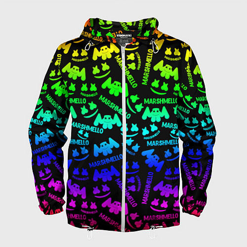 Мужская ветровка Marshmello neon steel pattern / 3D-Белый – фото 1