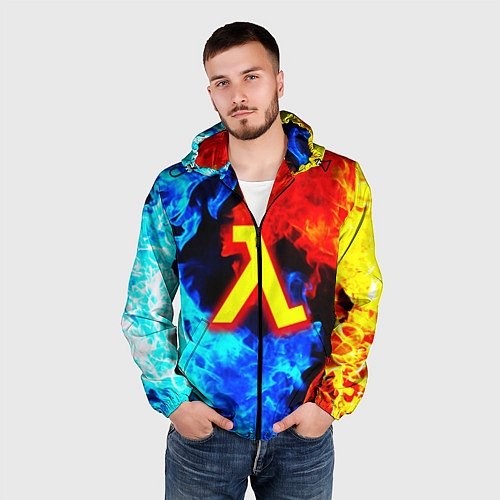 Мужская ветровка Халф лайф огненный стиль / 3D-Черный – фото 3