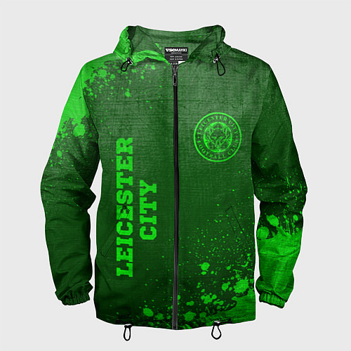 Мужская ветровка Leicester City - green gradient вертикально / 3D-Черный – фото 1