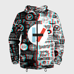Ветровка с капюшоном мужская Twenty one pilots glitch pattern, цвет: 3D-черный