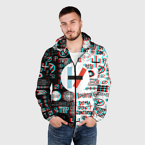 Мужская ветровка Twenty one pilots glitch pattern / 3D-Черный – фото 3