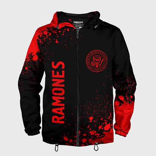 Мужская ветровка Ramones - red gradient вертикально / 3D-Черный – фото 1