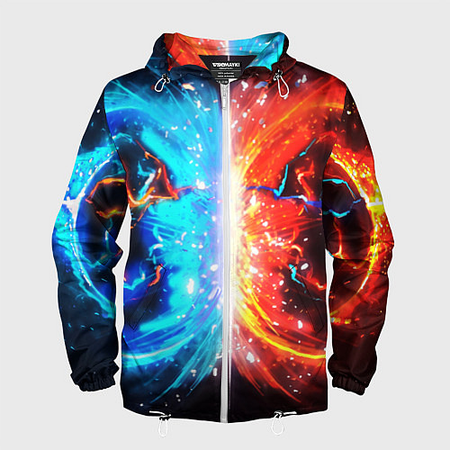 Мужская ветровка Битва планет абстракция / 3D-Белый – фото 1