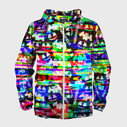 Ветровка с капюшоном мужская Marshmello music краски, цвет: 3D-белый