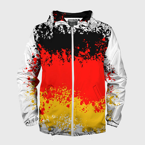 Мужская ветровка Флаг Германии в виде хаотичных пятен / 3D-Белый – фото 1