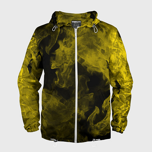Мужская ветровка Жёлтый дым в огне / 3D-Белый – фото 1