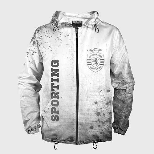 Мужская ветровка Sporting - white gradient вертикально / 3D-Черный – фото 1