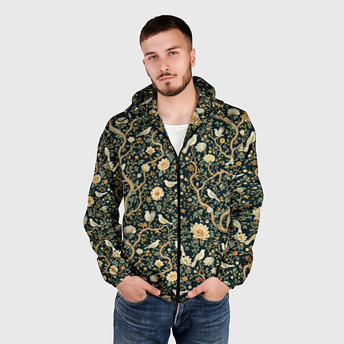 Мужская ветровка Узор с птицами зеленый / 3D-Черный – фото 3