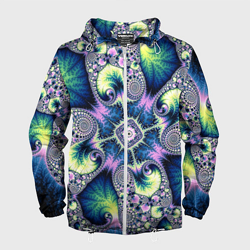 Мужская ветровка Оптический фрактал абстрактные узоры / 3D-Белый – фото 1