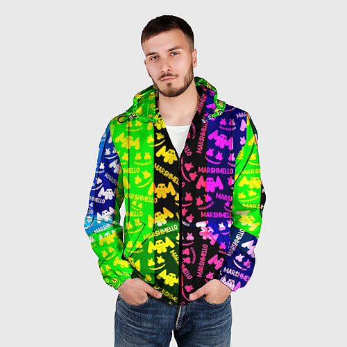 Мужская ветровка Marshmello pattern neon steel / 3D-Черный – фото 3