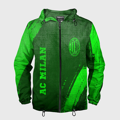 Мужская ветровка AC Milan - green gradient вертикально / 3D-Черный – фото 1