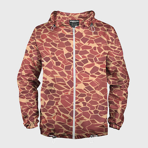 Мужская ветровка Тёмно красные плитки на бежевом фоне / 3D-Белый – фото 1