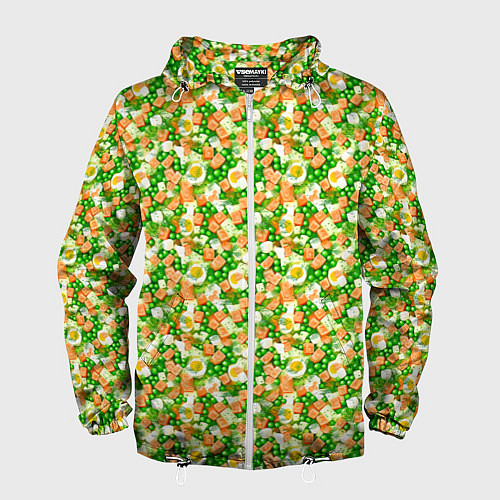 Мужская ветровка Салат - Оливье / 3D-Белый – фото 1