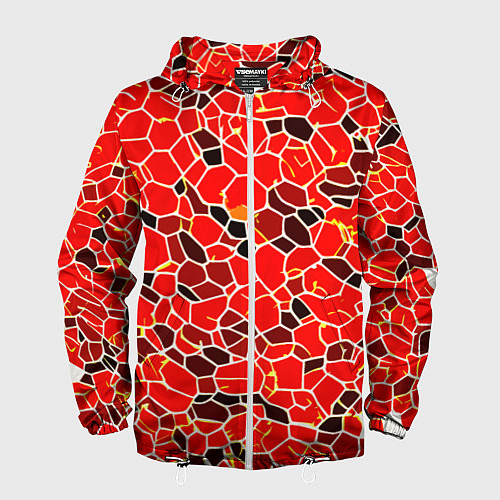 Мужская ветровка Абстрактные плитки красные и чёрные / 3D-Белый – фото 1