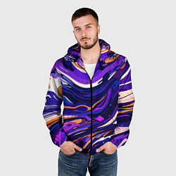 Ветровка с капюшоном мужская Разноцветная абстракция разводов, цвет: 3D-черный — фото 2