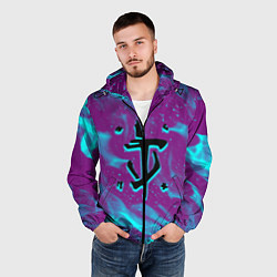 Ветровка с капюшоном мужская Doom neon flame, цвет: 3D-черный — фото 2