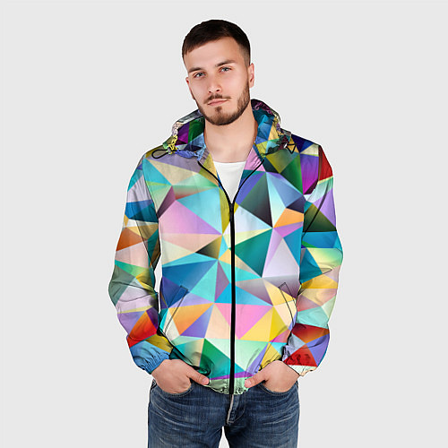 Мужская ветровка Полигональная текстура / 3D-Черный – фото 3