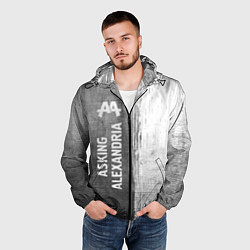 Ветровка с капюшоном мужская Asking Alexandria - grey gradient по-вертикали, цвет: 3D-черный — фото 2