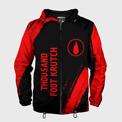 Ветровка с капюшоном мужская Thousand Foot Krutch - red gradient вертикально, цвет: 3D-черный