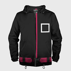 Ветровка с капюшоном мужская Форма стражи - Квадрат Squid Game, цвет: 3D-черный