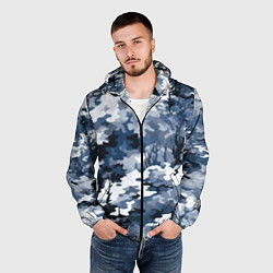 Ветровка с капюшоном мужская Камуфляж серо синий, цвет: 3D-черный — фото 2