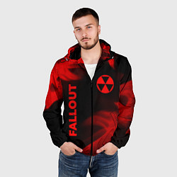 Ветровка с капюшоном мужская Fallout - red gradient вертикально, цвет: 3D-черный — фото 2