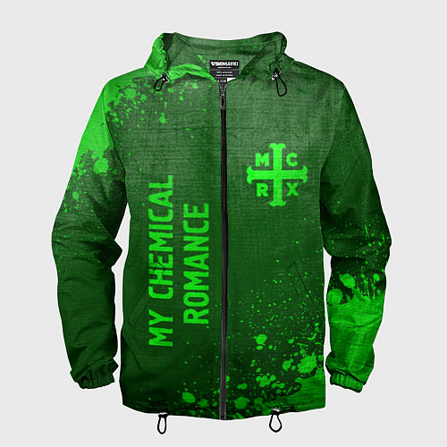 Мужская ветровка My Chemical Romance - green gradient вертикально / 3D-Черный – фото 1
