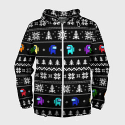 Ветровка с капюшоном мужская Ornament - Among Us new year, цвет: 3D-белый