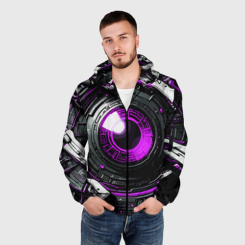 Мужская ветровка Фиолетовая сфера киберпанк / 3D-Черный – фото 3