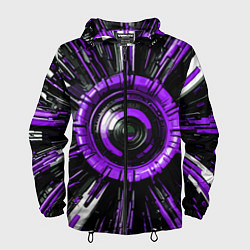 Ветровка с капюшоном мужская Чёрно-фиолетовая сфера киберпанк, цвет: 3D-черный