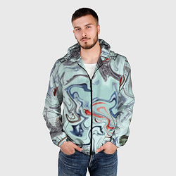 Ветровка с капюшоном мужская Crazy waves, цвет: 3D-черный — фото 2