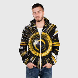 Ветровка с капюшоном мужская Чёрно-жёлтая сфера киберпанк, цвет: 3D-белый — фото 2