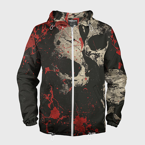 Мужская ветровка Силуэты черепов на гранжевом фоне / 3D-Белый – фото 1