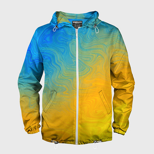 Мужская ветровка Желто голубой градиент / 3D-Белый – фото 1