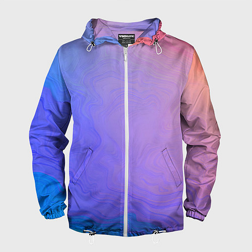 Мужская ветровка Сине фиолетовый градиент / 3D-Белый – фото 1