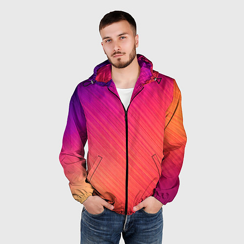 Мужская ветровка Градиент в косую полоску / 3D-Черный – фото 3