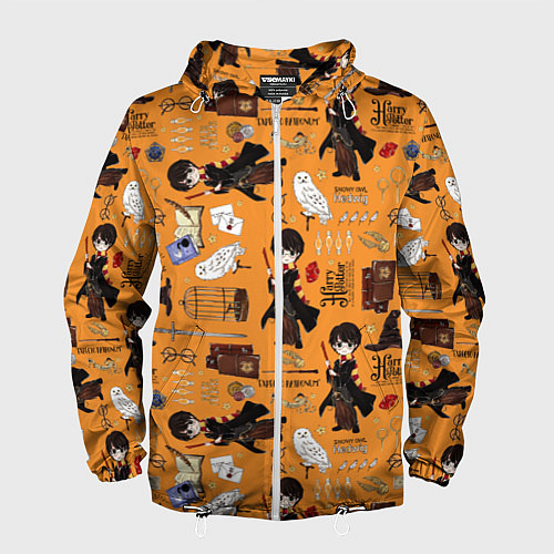 Мужская ветровка Гарри Поттер паттерн / 3D-Белый – фото 1