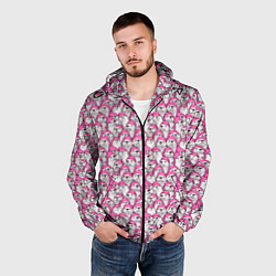 Ветровка с капюшоном мужская Выдры новогодние, цвет: 3D-черный — фото 2